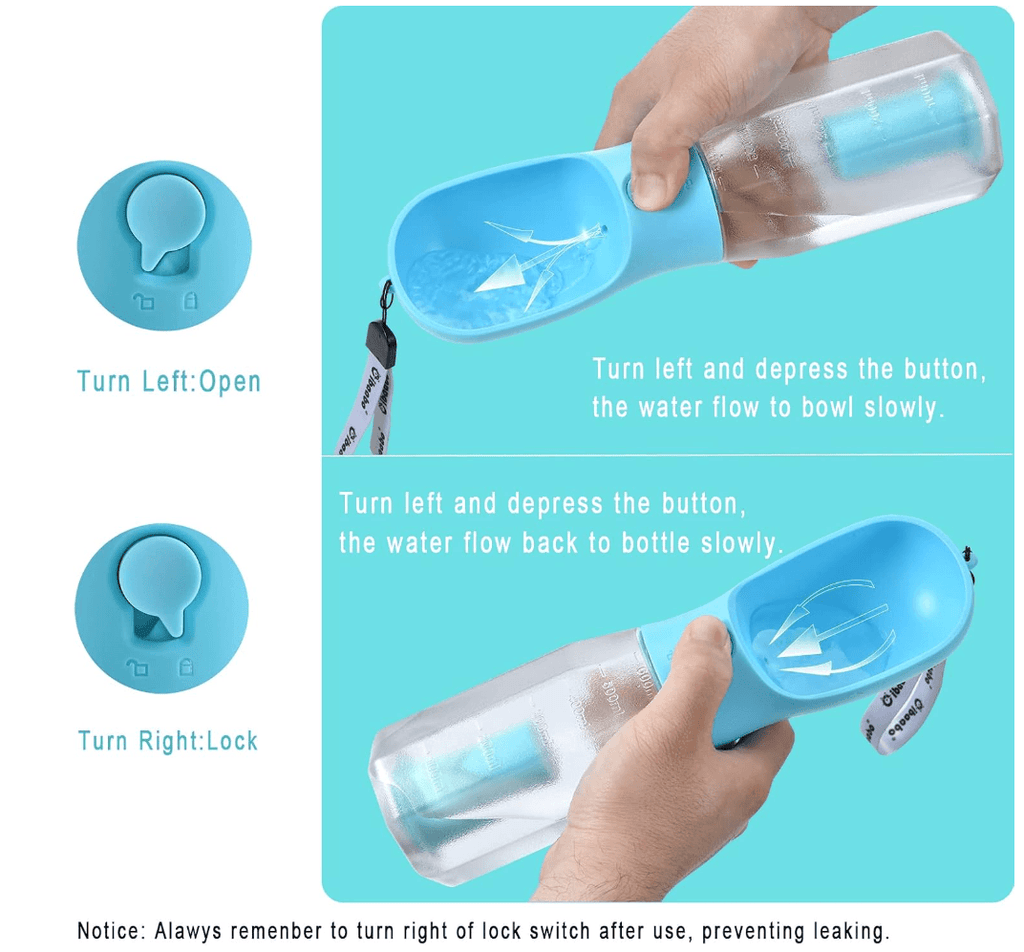 3-in-1 Pet Water & Food Bottle with Waste Bag Holder