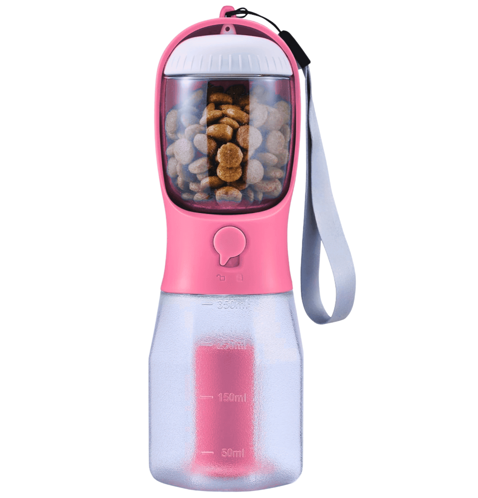 3-in-1 Pet Water & Food Bottle with Waste Bag Holder