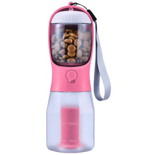 3-in-1 Pet Water & Food Bottle with Waste Bag Holder